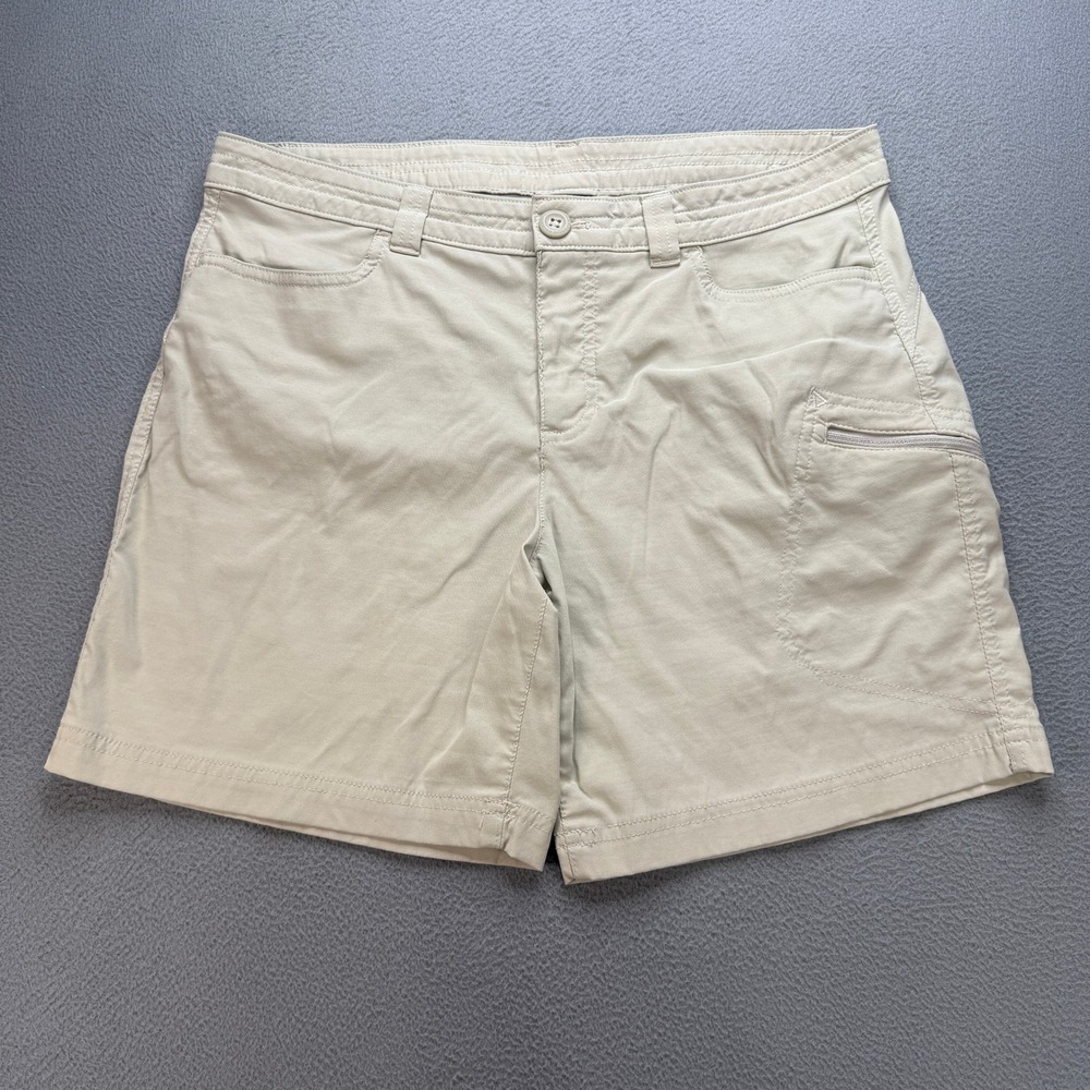 Eddie Bauer Horizon Shorts Womens 12 Tan Nylon Spandex Stretch Hiking Outdoor